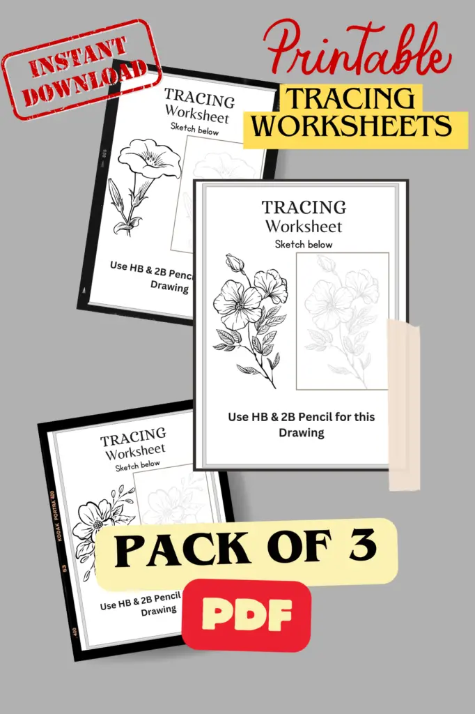 Flower drawing Tracing Worksheets Pdf Download