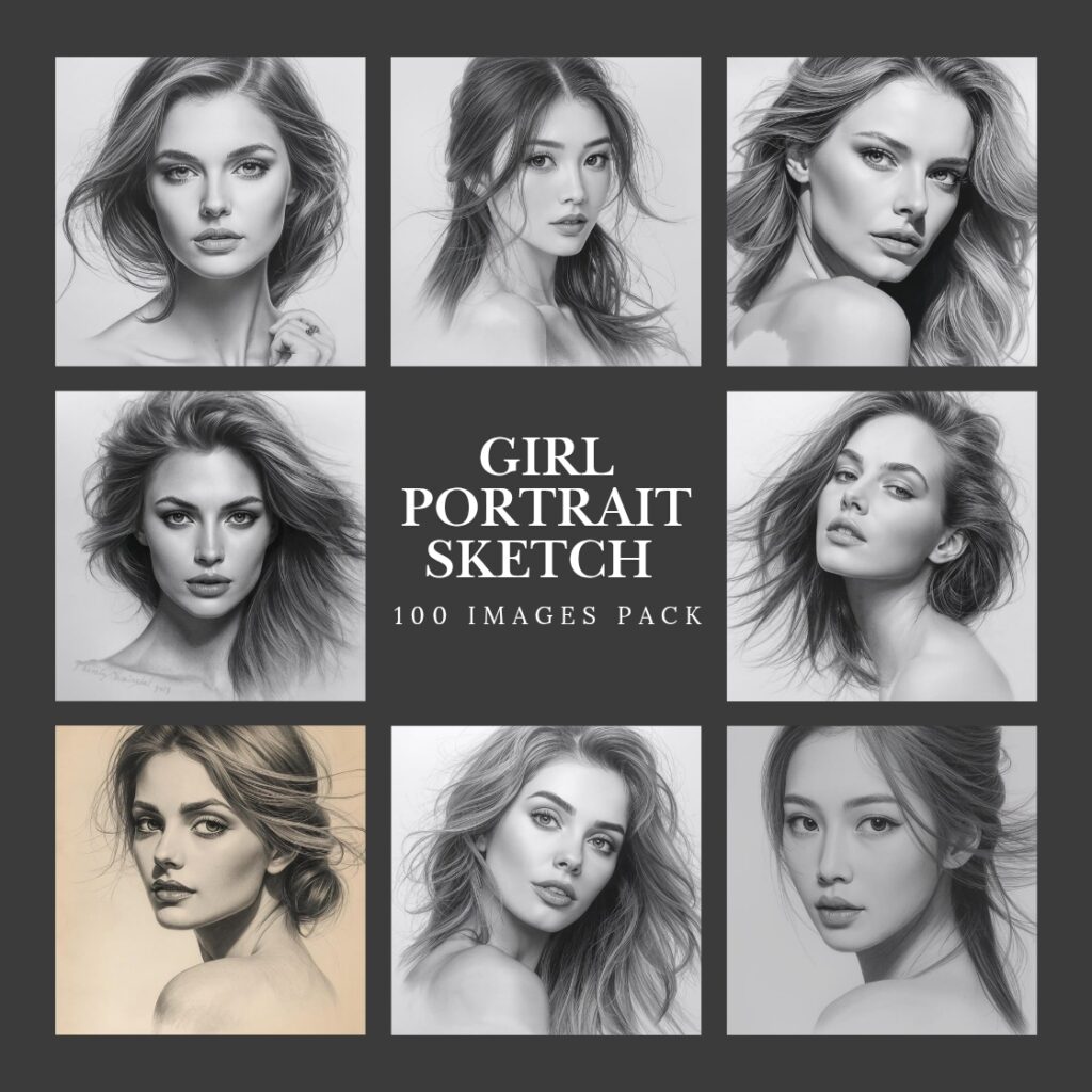 Girl Portrait Sketch Drawing Reference Images