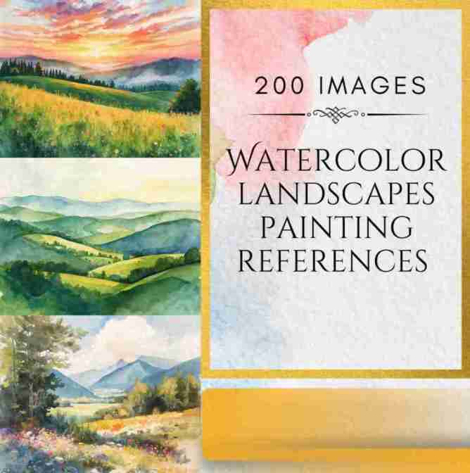 Watercolor landscape painting reference images pictures